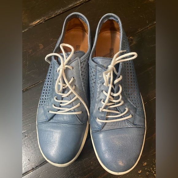 Ferrini Blue Leather Cutout Sneakers - Picture 3 of 8